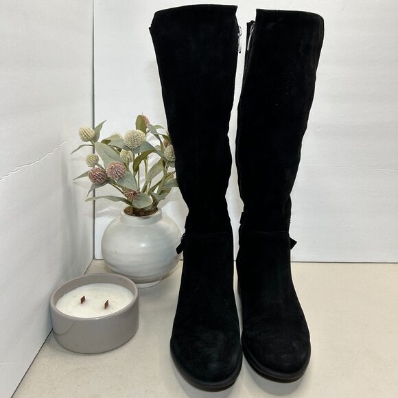 New La Canadienne Stella Suede Knee High Boots Side Zip Black Women 5M NWOB - Picture 2 of 10